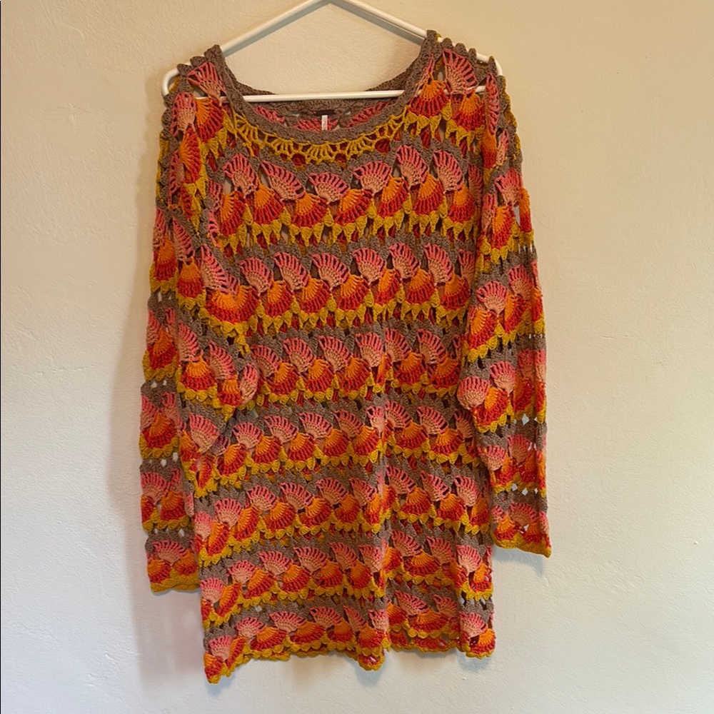 Colorful Crochet free people Sweater